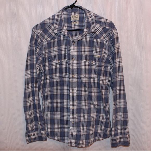 Blue Lucky Brand button up flannel long sleeve - Picture 1 of 2